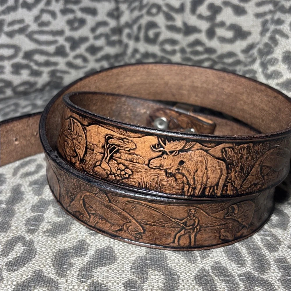 Artec Canada men’s embossed leather belt (no buckle) men’s fishing hunting belt
